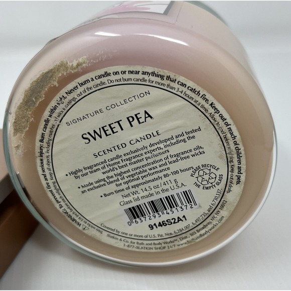 Bath & Body Works Sweet Pea Candle Signature Collection Single Wick 14.5oz Unlit - Picture 10 of 10